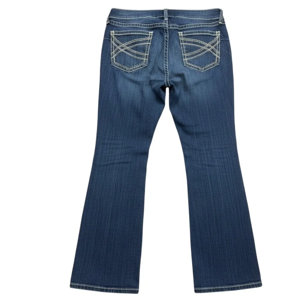 Ariat Womens Jeans 24WR REAL Bootcut Blue Cotton Blend Mid Rise Thick Stitch
